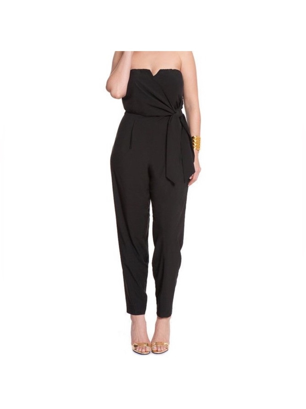 Eloquii Strapless Black Tie-Waist Jumpsuit—Sz 14